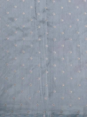 Grey Organza Hand Painted Silk Saree