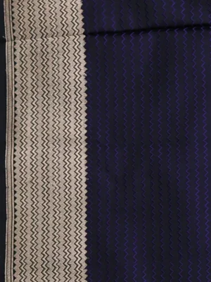 Black-Navy Blue Banarasi Tanshoi Silk Saree