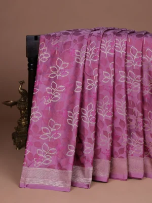 Muave Pink Banarasi Tanshoi Silk Saree