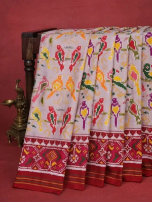 Grey-Maroon Patan Patola Silk Saree