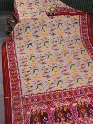 Grey-Maroon Patan Patola Silk Saree