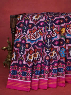 Navy blue-Pink Patan Patola Silk Saree
