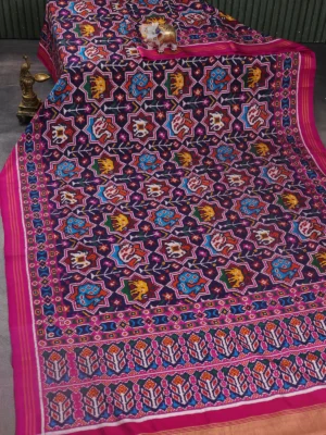 Navy blue-Pink Patan Patola Silk Saree