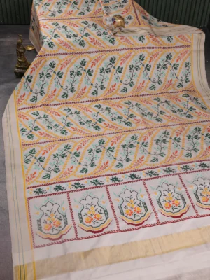 Off White Patan Patola Silk Saree