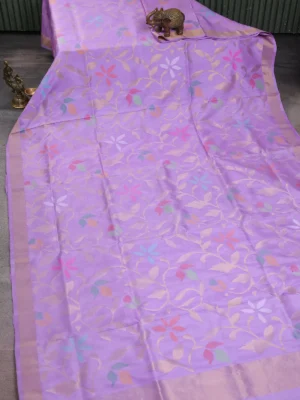 Lavender Uppada Silk Saree With Jamdhani Weaves
