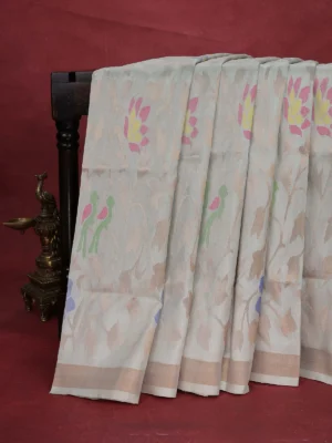 Pista Green Uppada Silk Saree With Jamdhani Weaves