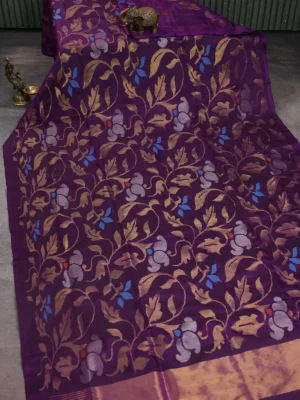 Violet Uppada Silk Saree With Jamdhani Weaves