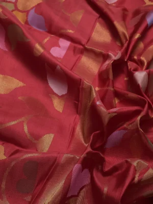 Red Uppada Silk Saree With Jamdhani Weaves