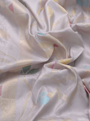 Pastel Grey Uppada Silk Saree With Jamdhani Weaves