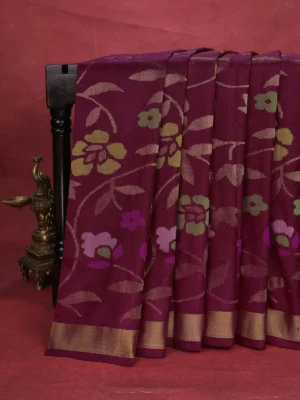 Maroon Uppada Silk Saree With Jamdhani Weaves