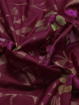 Maroon Uppada Silk Saree With Jamdhani Weaves