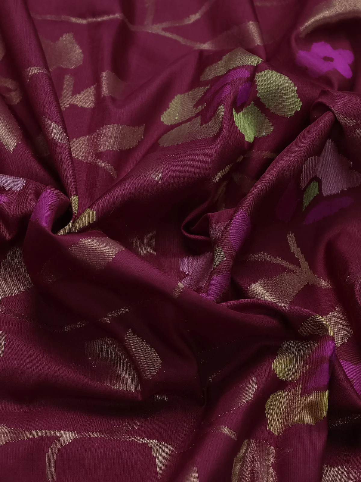 Maroon Uppada Silk Saree With Jamdhani Weaves - Image 3