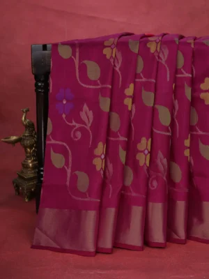 Pink Uppada Silk Saree With Jamdhani Weaves