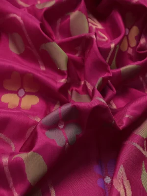 Pink Uppada Silk Saree With Jamdhani Weaves