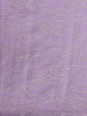 Mild Lavender Organza Hand Painted Silk Saree
