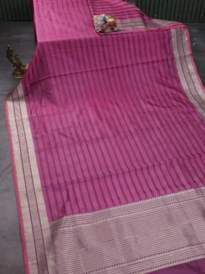 Mauve Pink Banarasi Tanshoi Silk Saree
