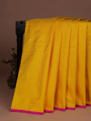 Mango Yellow Banarasi Tanshoi Silk Saree