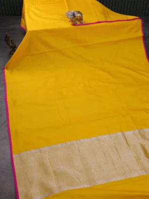 Mango Yellow Banarasi Tanshoi Silk Saree