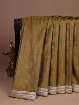 Mehendi Green Banarasi Tanshoi Silk Saree